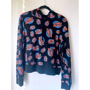 Santa Cruz Skateboards Womens Hoodie Black All Over Print Oval Dots Size L